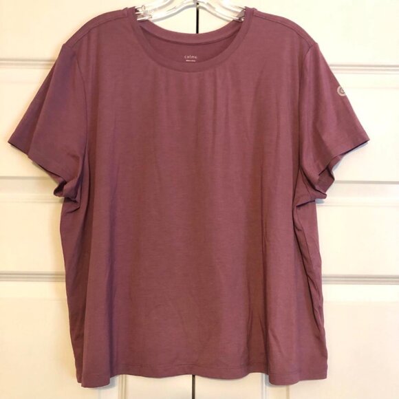 New JOHNNY WAS Calme Effect Short Sleeve Relaxed Fit Tee Crew-neck Plum XL - Picture 2 of 6